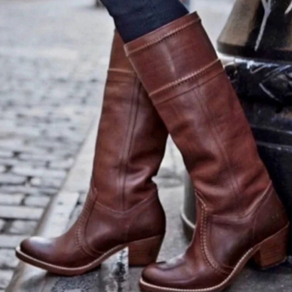 Frye Women's Tall Jane Riding Boots - Brown Leather - Size 10